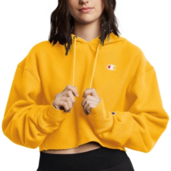 Champion Tops - NWT Champion Reverse Weave Yellow Gold Crop Hoodie